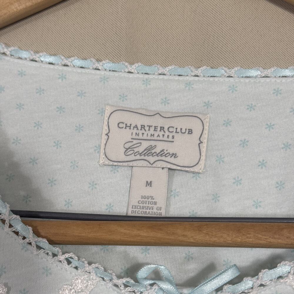 Charter Club Intimates Nightgown Blue Floral 100% Cotton Cottagecore Prairie - Picture 5 of 7